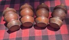 4 Antique Primitive Wood Turned Furniture Legs Bun Feet 1860 Cabinet Old Paint
