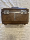 Vintage 1960s American Tourister Brown Hardshell Train Case Vanity Bag Set