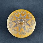 Vintage Natural Wooden Hand Carved Polish Trinket Box Round W  Hearts Poland 4   