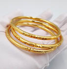 Set 3 Bangle Bracelets 23k 24k Thai Baht Gold Gp Filled Women Girls Gift 5 7 Cm