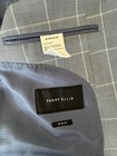 Perry Ellis Slim Fit Blue Plaid 2-piece Suit 46r Jacket 38x30 Flat Front Stretch