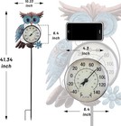 Mumtop Outdoor Thermometer 42  Metal Owl Garden Stake For Patio Yard