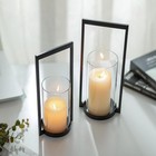 Sziqiqi Hurricane Candle Holder For Pillar Black Glass Set Of 2