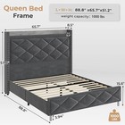 Queen Bed Frame With Tall Storage Headboard charging Station upholstered Led Bed
