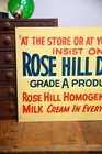 Vintage Rose Hill Dairy Farm Painted Sign Original Grade A Milk Cow Cattle Old