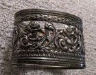 Pair Of Antique 800 Silver Open Work Repousse Floral Napkin Rings