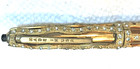 Novelty Ball Point Pen Gold Tone Metal Curvy Rows Clear Stones Usa 