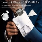 Silk White Cufflinks For Men Tuxedo Shirt Round Cuff Links For Grooms Wedding   