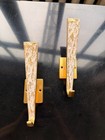 Pair Of Vintage Midcentury Brass Textured Coat Hooks