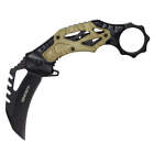 Hawkbill Karambit Tactical Desert Tan Spring Assisted Flip Open Pocket Knife