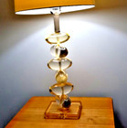Yellow Tall Lucite Lamp Oval Moveable Balls Vintage 1950 s Used Good Condition