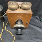 Antique Oak Wall Telephone Dual Bell Kellogg Receiver Non-magneto Untested