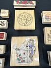 Lot Of 15  Rubber Stamps Wood Mounted Floral Season Themes Sizes Brand New Used