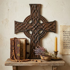 Cast Iron Celtic Knot Cross Wall Decor Rustic Antique Style Brown 10 Inch