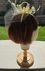 Ivory Fascinator Hat Kentucky Derby Wedding Church Tea Party Feather Veil New