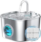 Stainless Steel Cat Water Fountain  2 2l Quiet Filtered Automatic Pet Waterer