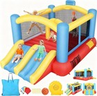 Large Inflatable Bounce House Bouncy Jumping Castle With Blower 2 Slides For Kid