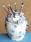 Handmade Pin Cushion  Upcycled Pansey Plant Pot  Seamstress Gift 