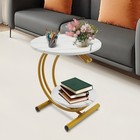 Round End Table  2-tier Side Table With Storage Shelves For Living Room White