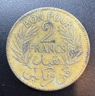 Tunisia 1926 A 2 Francs Commerce Km-248 Aluminum Bronze  0125 