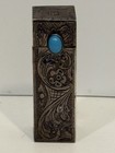 Vintage 800 Silver Lipstick Holder Case Turquoise Cabochon Engraved Floral