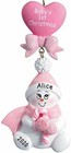 Personalized  candy Cane Baby  pink  Baby s First Christmas Tree Ornament