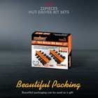 22pc Power Nut Driver Set For Impact Drill Sae   Metric 1 4    Hex Head Drill Bit