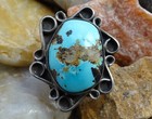 Vintage Navajo Handmade Oval Turquoise Ring Size 6 25 Tan Matrix Sterling Silver