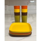 Vintage Tupperware Tumblers   Trays Set Of 13 Harvest Colors Retro 70s Drinkware