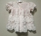 Vtg Allison Ann Pink Lace Tiered Dress Layered Lace 6-9 Toddler Girl
