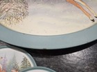 Vtg Winter Deer Coaster Tin Set  large Serving Plate 6 Coaster 1970s Granny Core