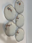 Antique Japanese Fukagawa Seiji Arita Porcelain Set Of 5 Floral Flowers Plates