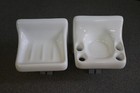 Acp Thin-set Glossy White Ceramic Soap Dish   Toothbrush Holder Bathroom Set