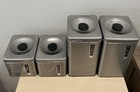 Vintage Mcm 1950 s Lincoln Beautyware Chrome Kitchen Canister Set Of 4 Flour Tea