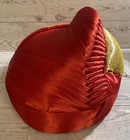 Puneri Pagadi Turban Red Gold Hand Stitched In India Traditional Head Wear Men   s
