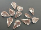 4 Rare Vintage Glass Rhinestones Pear Saphiret Gold Ttc Pb 10x6mm E6-3e