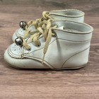 Vintage White Leather Stride Rite Pre Walker With Bells Lace Infant Baby Shoes