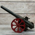 Vintage Big Bang Patented 15  Toy Cannon Metal Red Wheels Collectible Untested