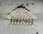 Western Silver Barrette 3 5 X 2 In Hair Clip Hand Engraved Cowgirl