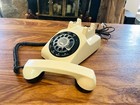 Vintage Working Rotary Dial Telephone  Ivory   Black  Desk Phone