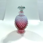 Vintage Fenton Cranberry And White Hobnail Perfume Bottle With Stopper 4 5 