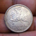 1936 Lithuania 5 Litai Silver Coin  Au Condition 