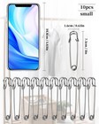 Qujufind 10 Pack 3 Inch Stainless Steel Large Safety Pins  For Clothes Leathe   