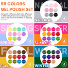60 Pcs Gel Nail Polish Set  55 Colors Gel Polish With Base Coat   4 Effects Top