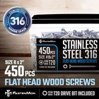Fm Fastenmon  8x2 Marine Grade 316 Stainless Steel Deck Screws  450 Pcs  Flat