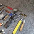 Grandpas Junk Drawer Lot Phone Remote Tools Playing Cards Metal Clamp Watch