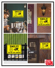 4-pack Smile You re On Camera Signs 8 x12  Rust Free Aluminum Video Surveillance