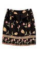 Vtg Hillard Hanson  Sz 8 Black Tulip Floral Wrap Skirt  Print A-line Mini Usa