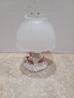 Vintage White Frosted Satin Glass Fairy Lamp Dusty Rose And Lace Approx   5 