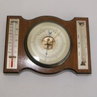 Vintage Weather Station - Barometer   Thermometer And Storm Glass On Oak